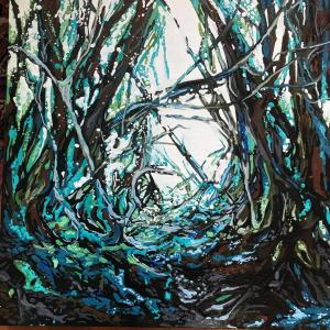 "Snickets Again" 24 by 24 acrylic on canvas